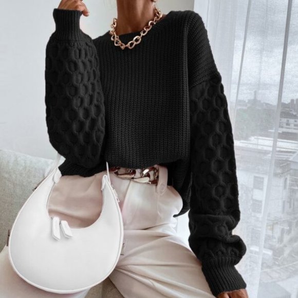 BLACK Knit Sweater top - Picture 3 of 6